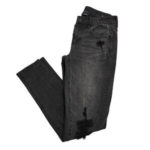 American Eagle Outfitters Black Distressed Skinny Jeans Womens Size 4 Stretch‎
